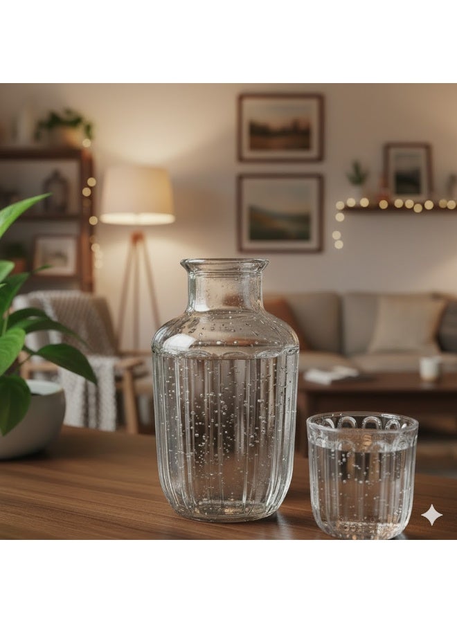 طقم إبريق وكوب زجاج فاخر – تصميم أنيق لتقديم الماء والعصائر – مثالي للاستخدام اليومي والضيافة - Image 2