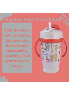 Nabhya Nabhya Snoozy Stainless Steel Sipper Water Bottle, BPA-Free Multi Cartoon Design Baby Sipper Kids Water Bottle With Straw and Both Side Handle Sipper Bottle for Kids (White)  - Image 5