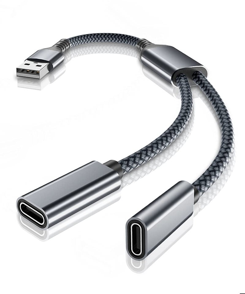 Elebase iPhone 17 16 USB Male to Double USB C Female Adapter,Type A Charger Cable Dual Two 2 Splitter for MagSafe,Apple Watch iWatch Series 11 10 9 8,iPhone 15 14 Pro Max,SE,iPad 9 10 Air 5 Mini 6 - Image 1
