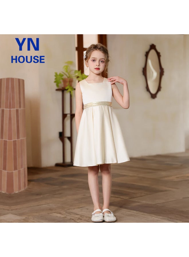 Yinuofang Children's Formal Dress Champagne Color Spring Summer Girls Princess Dress 170cm - Image 4
