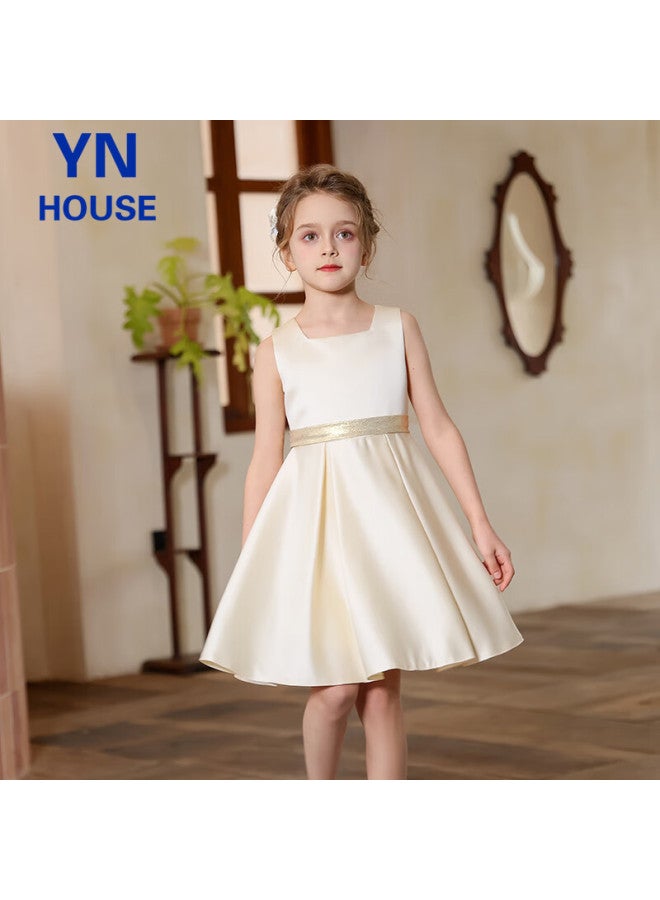 Yinuofang Children's Formal Dress Champagne Color Spring Summer Girls Princess Dress 170cm - Image 5