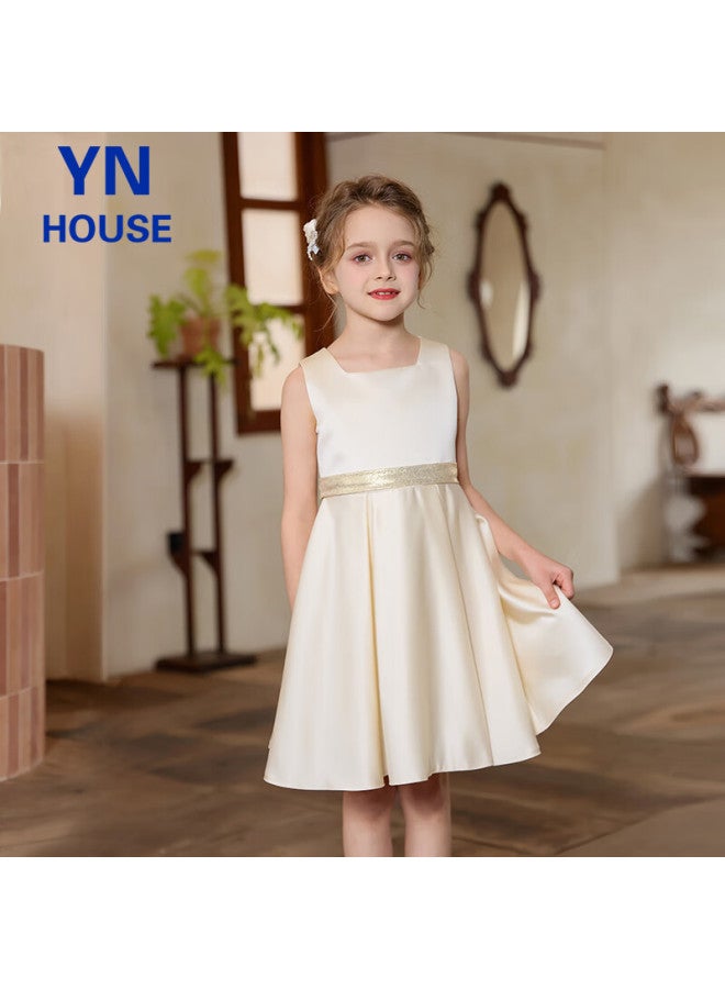 Yinuofang Children's Formal Dress Champagne Color Spring Summer Girls Princess Dress 170cm - Image 3