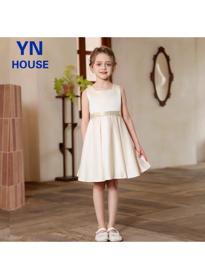 Yinuofang Children's Formal Dress Champagne Color Spring Summer Girls Princess Dress 170cm - Image 1