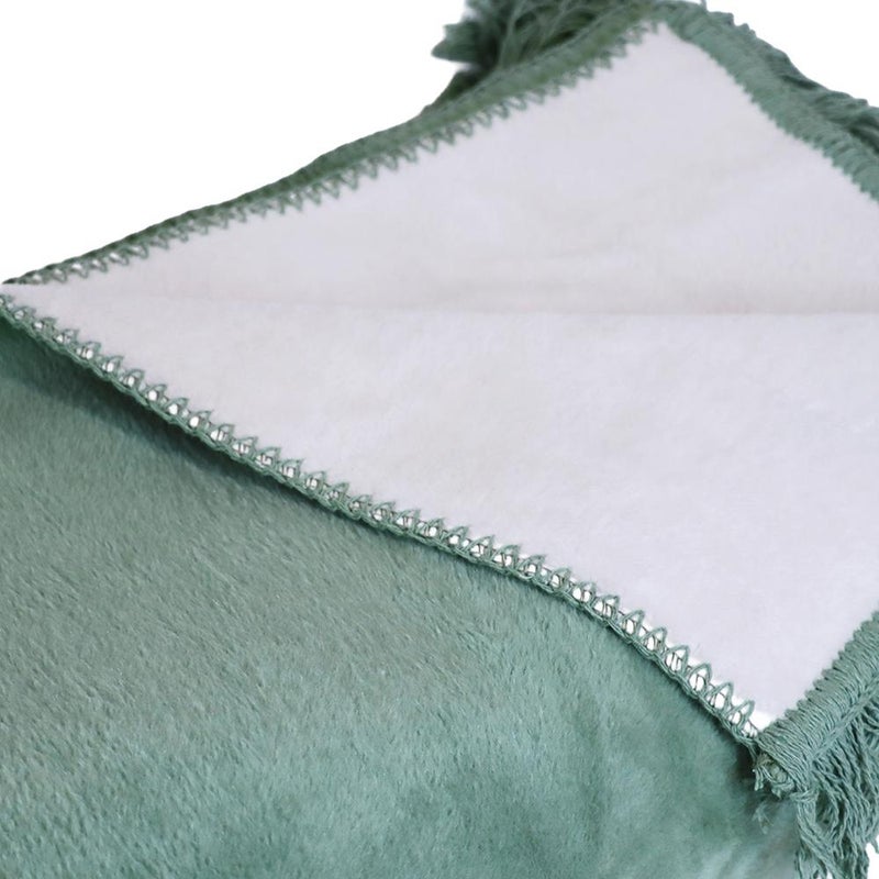 Bigghome Cintemani Green Double Blanket 200x220 cm | 60% Cotton, Soft & Warm, Breathable, Modern Design, Easy to Clean, Cozy All-Season Blanket, Made in Türkiye - Image 3