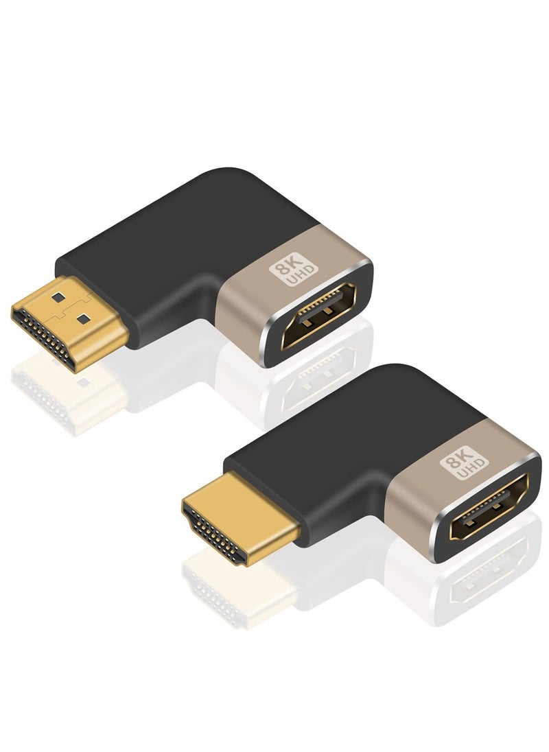 RATSAW 8K HDMI Male to Female Adapter 2 Pack 90 Degree HDMI Adapter 2.1 Version, Left and Right Angle HDMI Adapter Extender Connector Support 8K@60Hz, 4K@120Hz for TV,HDR,Laptop  - Image 1