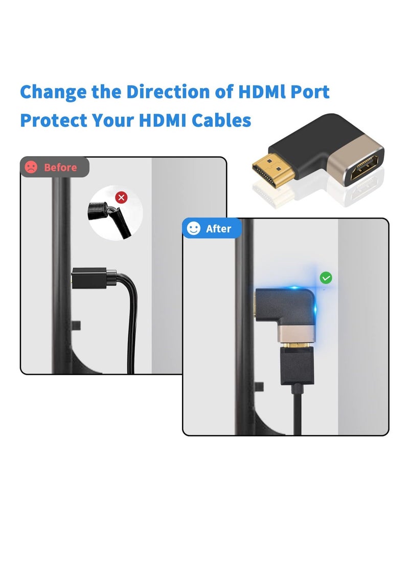 RATSAW 8K HDMI Male to Female Adapter 2 Pack 90 Degree HDMI Adapter 2.1 Version, Left and Right Angle HDMI Adapter Extender Connector Support 8K@60Hz, 4K@120Hz for TV,HDR,Laptop  - Image 3
