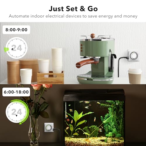 BN-LINK Heavy Duty Mechanical 24 Hour Timer Dual Outlet 3-Prong Accurate Indoor for Lamps Fans Christmas Lights White AC 1875W 1/2 HP, ETL Listed - Image 5