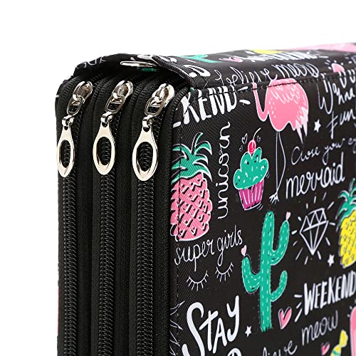 Lbxgap Portable Colored 124 Slots Pencil case Organizer with Printing Pattern for Watercolor Pens or Markers, Pencil Case Organizer for Artist - Image 5