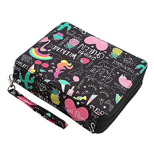 Lbxgap Portable Colored 124 Slots Pencil case Organizer with Printing Pattern for Watercolor Pens or Markers, Pencil Case Organizer for Artist - Image 1