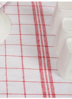 Latte Tekstil Latte Textile White Colored Red Striped Cotton Fabric Peti Checked 4-Piece Drying Cloth, Lunch Cover, Service Napkin 50X70 cm  - Image 3