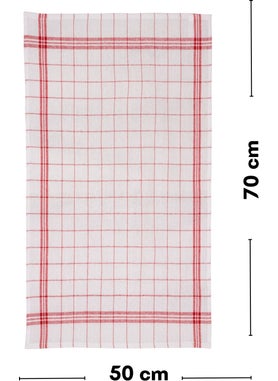 Latte Tekstil Latte Textile White Colored Red Striped Cotton Fabric Peti Checked 4-Piece Drying Cloth, Lunch Cover, Service Napkin 50X70 cm  - Image 2