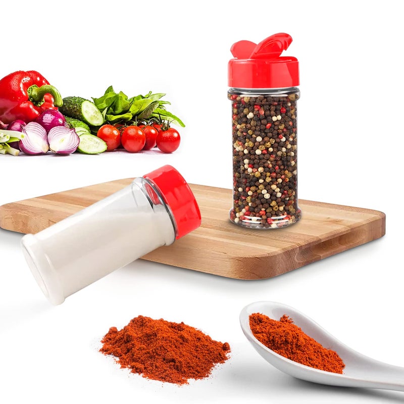 Royalhouse 12 Pack 5.5 Oz Spice Spice Spice مع حاويات زجاجة بلاستيكية صافية وآمنة مع أغطية شاكر لتخزين أعشاب التوابل ومساحيق التوابل BPA مجانًا في الولايات المتحدة الأمريكية - Image 5