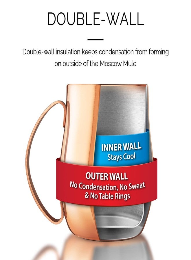 Final Touch Double-Wall Mule Mug - Copper-Plated Mug with Double-Wall Insulation, 304 Stainless Steel, 17oz Capacity, Keeps Drinks Cold Longer, No Condensation (MM501) - Image 3