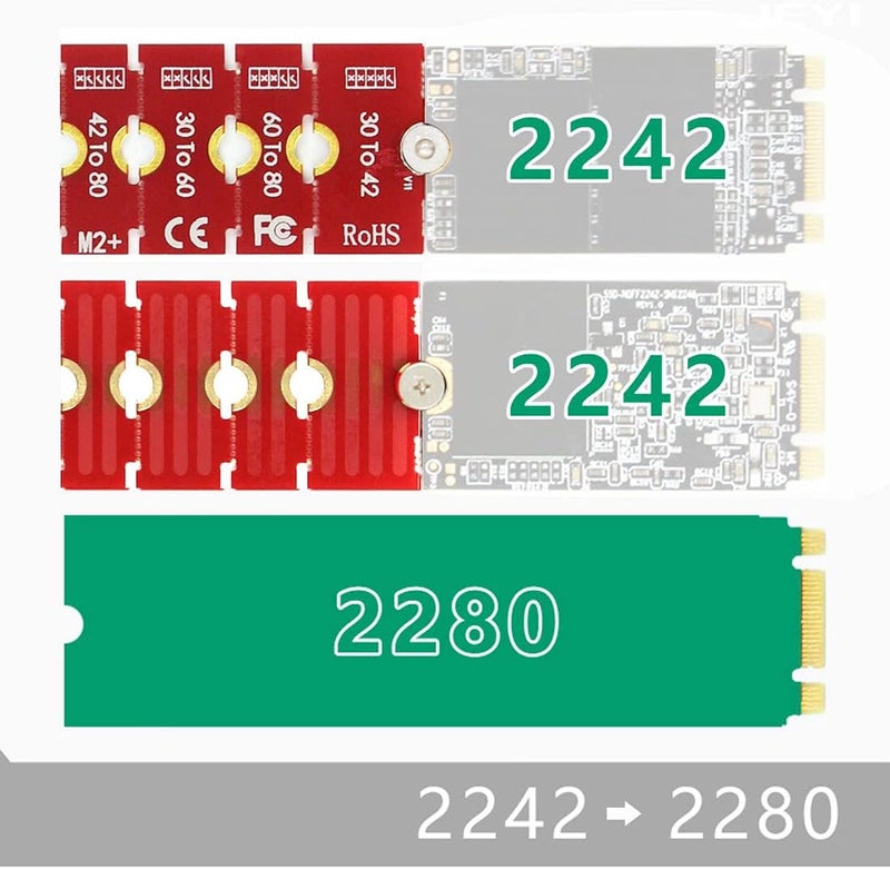 JEYI M2 M2PLUS NGFF NVME m. 2 نقل موسع 2230، 2242، 2260، 2280 M2 تغيير حجم طويل NVME NGFF M.2 U.2 M3 M.3 SSD - Image 5