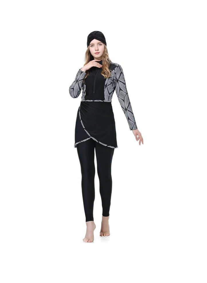 Spall Muslim Women Modest Swimsuit Full Coverage Floral Print Three Piece Islamic Hijab Ladies Beachwear Swimming Swimwear - Image 1