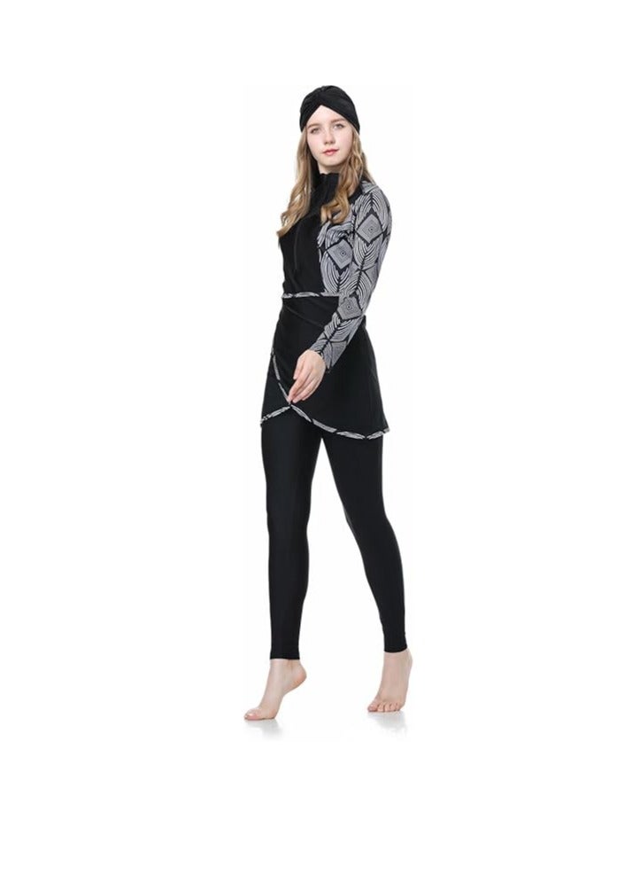 Spall Muslim Women Modest Swimsuit Full Coverage Floral Print Three Piece Islamic Hijab Ladies Beachwear Swimming Swimwear - Image 2