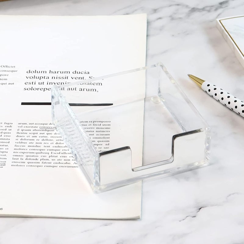 MultiBey Sticky Notes Memo Pad Holder Dispenser Silver Acrylic Transparent Sticky Note Pad Desk Supplies Organizer Accessories for Office Home Schools (Silver) - Image 5