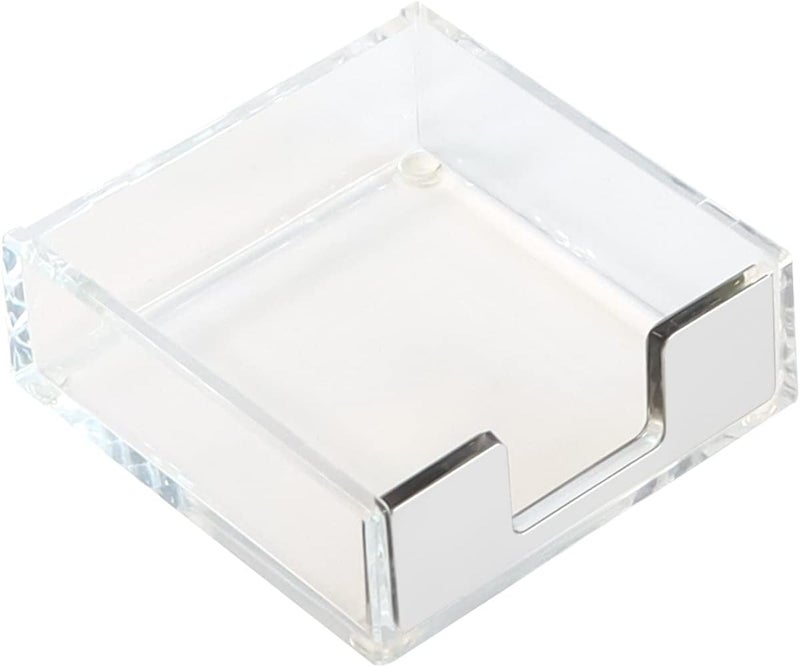 MultiBey Sticky Notes Memo Pad Holder Dispenser Silver Acrylic Transparent Sticky Note Pad Desk Supplies Organizer Accessories for Office Home Schools (Silver) - Image 1