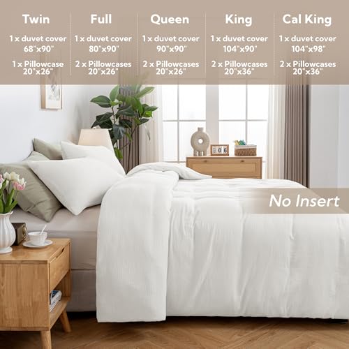 MILDLY Muslin Duvet Cover Queen - 100% Washed Cotton Linen Like Gauze Comforter Cover 3 Pieces Breathable & Lightweight for All Season - Image 5