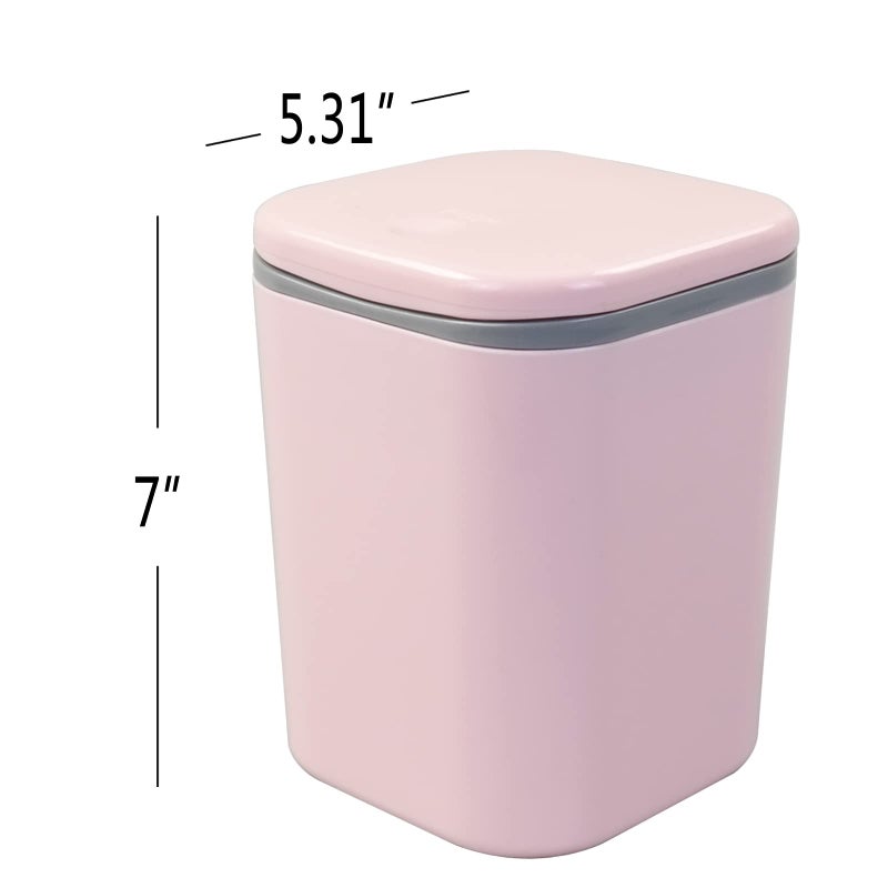 Vababa Mini Plastic Waste Can, 2 L/0.5 Gallon Push-Button Trash Can, Pink - Image 2