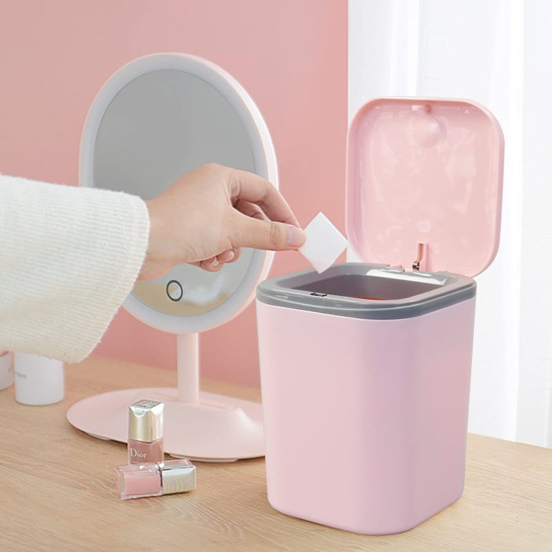 Vababa Mini Plastic Waste Can, 2 L/0.5 Gallon Push-Button Trash Can, Pink - Image 5