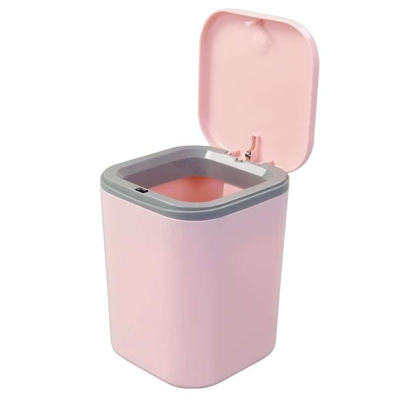 Vababa Mini Plastic Waste Can, 2 L/0.5 Gallon Push-Button Trash Can, Pink - Image 1