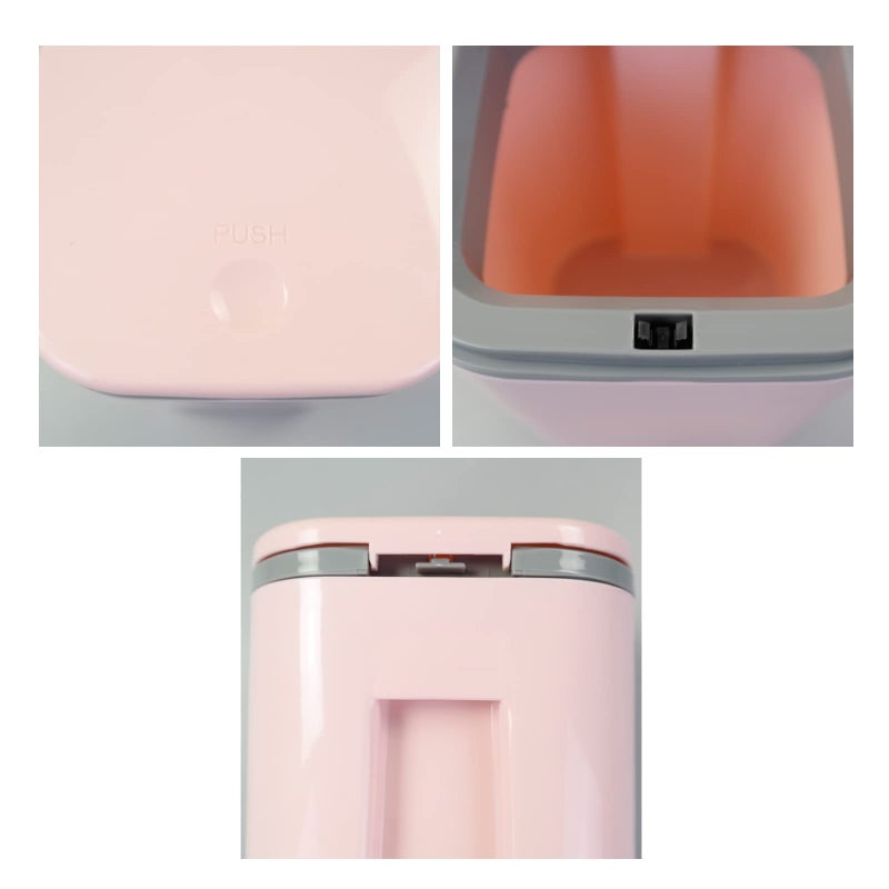 Vababa Mini Plastic Waste Can, 2 L/0.5 Gallon Push-Button Trash Can, Pink - Image 3