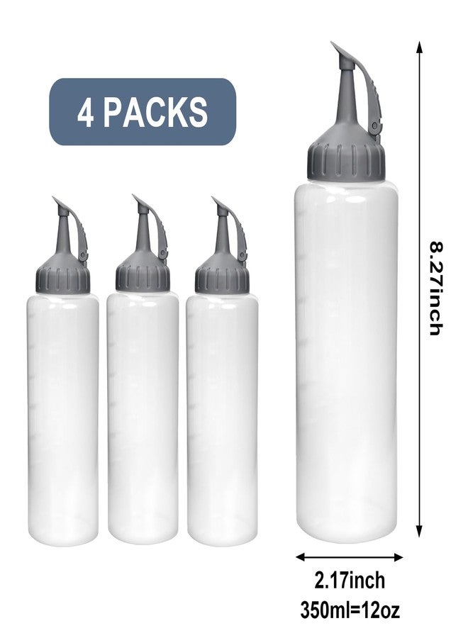 KEUYE Oil Bottle for Griddle With Twisting Lids, Griddle bottle squeeze for Sauces and Oil,Leak-proof,BPA Free Plastic,Gray,12oz(350ml),4Pack - Image 2