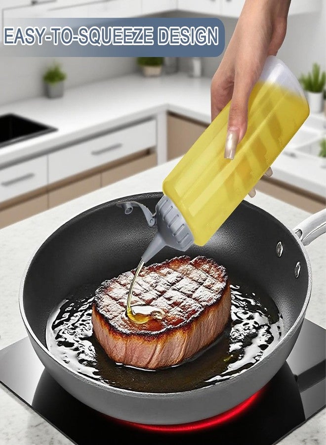 KEUYE Oil Bottle for Griddle With Twisting Lids, Griddle bottle squeeze for Sauces and Oil,Leak-proof,BPA Free Plastic,Gray,12oz(350ml),4Pack - Image 5