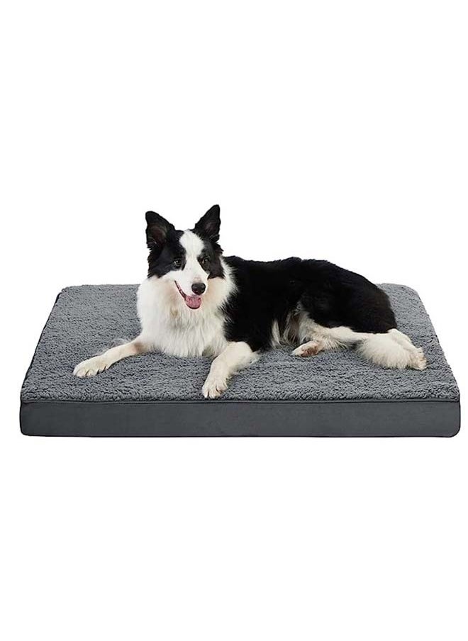L&E Dog Bed for Large Dogs - Big Orthopedic Crate Bed Plush Dog Bed with Egg Crate Foam Pet Bed Mat, Removable Washable Cover, Suitable for Dogs Up to (Gray, L:91*69*7.5CM)  - Image 1