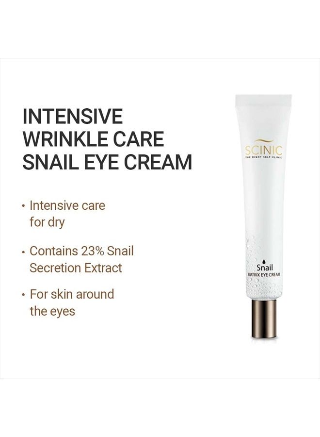 SCINIC Snail Matrix Eye Cream 1.01 fl oz (30ml) | Moisturizing and Intensive Care Eye Cream with Snail Mucus | Moist & Tight Skin, Nourishing Elasticity | Korean Skincare - Image 3