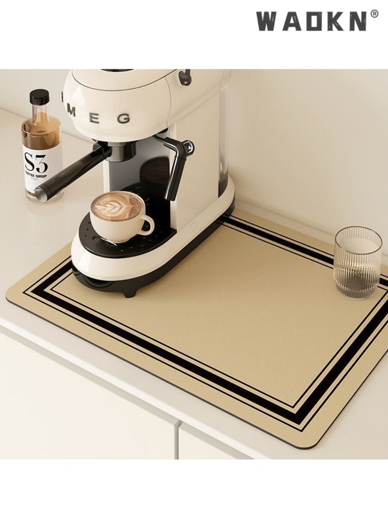 دبليو أيه أو كي أن 40 × 50 سم ماكينة القهوة حصيرة تصريف حصيرة القهوة بار حصيرة غير انزلاق امتصاص تصريف حصيرة صحن امتصاص تجفيف حصيرة للمطبخ كونتر غسلة تصريف تصريف تسرب حصيرة الجدول أعلى ترك في العزل حصيرة، خفيفة فاخرة ماكينة القهوة كونتر امتصاص وسادة، لوحة وعاء البار كونتر، كوب المياه وسادة تجفيف، وسادة تصريف المطبخ المنزلي - Image 4