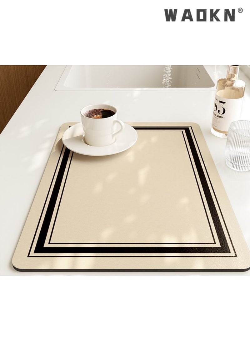 دبليو أيه أو كي أن 40 × 50 سم ماكينة القهوة حصيرة تصريف حصيرة القهوة بار حصيرة غير انزلاق امتصاص تصريف حصيرة صحن امتصاص تجفيف حصيرة للمطبخ كونتر غسلة تصريف تصريف تسرب حصيرة الجدول أعلى ترك في العزل حصيرة، خفيفة فاخرة ماكينة القهوة كونتر امتصاص وسادة، لوحة وعاء البار كونتر، كوب المياه وسادة تجفيف، وسادة تصريف المطبخ المنزلي - Image 2