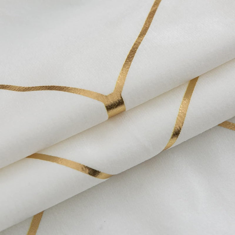 WACOMECO Gold Throw Pillow Covers, Pack of 2 Soft Velvet Decorative Cushion Covers for Couch Sofa Home Decoration, White, 18x18 Inch - Image 4