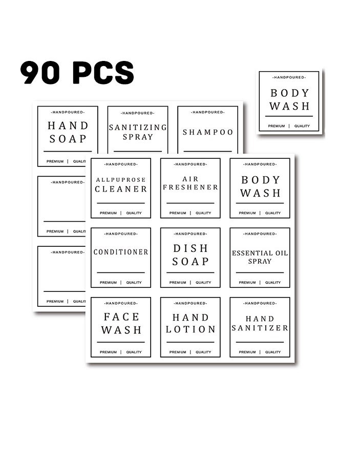 Realfrog 90PCS Waterproof Labels for Glass Bottles, Hand Soap Shampoo and Conditioner Label Stickers Waterproof, PVC Self-Adhesive Labels for Bathroom Soap Dispenser (White))  - Image 1