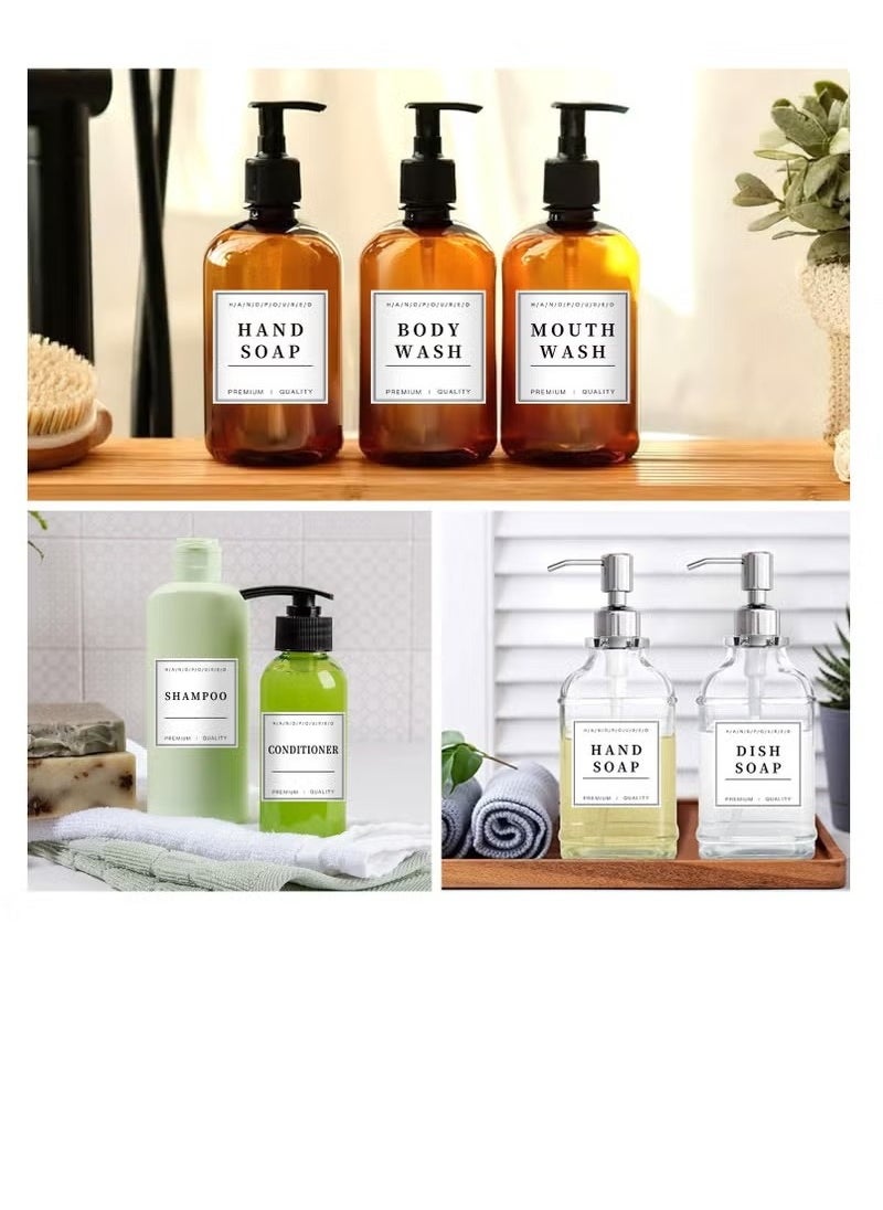 Realfrog 90PCS Waterproof Labels for Glass Bottles, Hand Soap Shampoo and Conditioner Label Stickers Waterproof, PVC Self-Adhesive Labels for Bathroom Soap Dispenser (White))  - Image 3