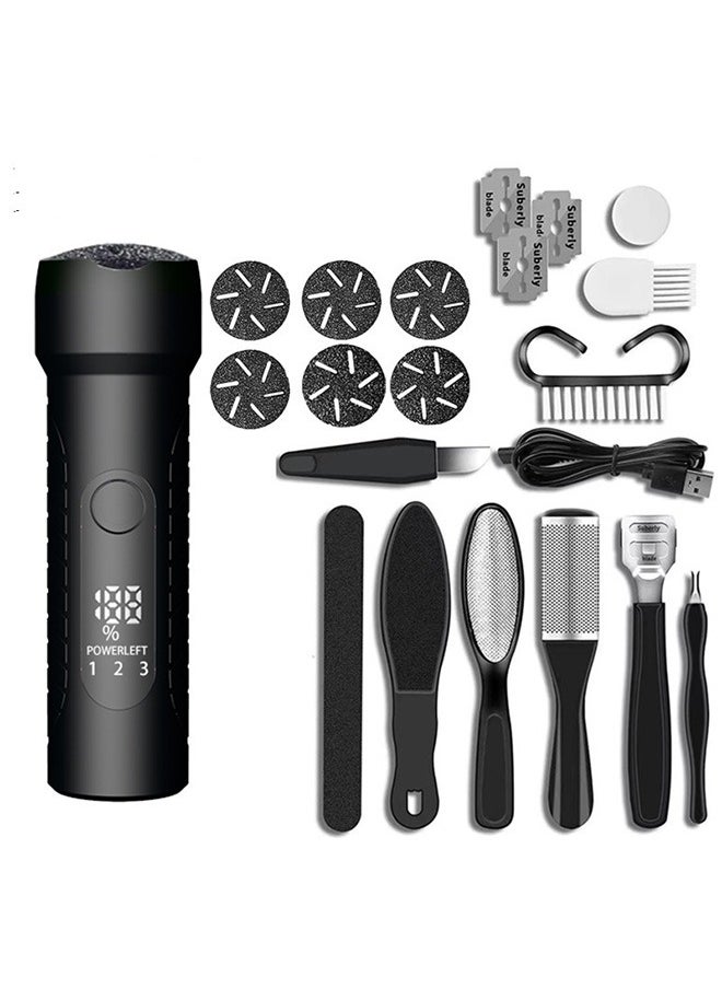 0TO1 TECH Electric Feet Callus Remover  15 in 1 Professional Pedicure Tools Foot Care Kit, Rechargeable Foot Scrubber Dead Skin Remover, 3 Roller Heads& 3 Speed, Feet File for Hard Cracked Dry Dead Skin  - Image 1