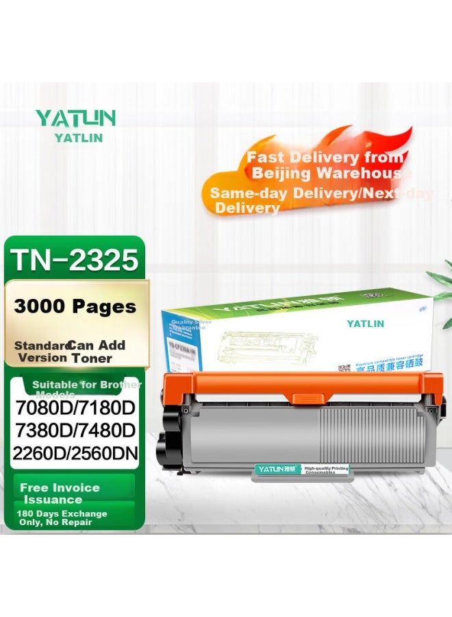 Yatun Compatible With Brother 7180dn Toner Cartridge, Tn2325 Toner For Dcp 7080d Mfc7380 7480 7880dn Hl2260 2260d 2560dn Printer Toner Cartridge And Toner Powder - Image 1