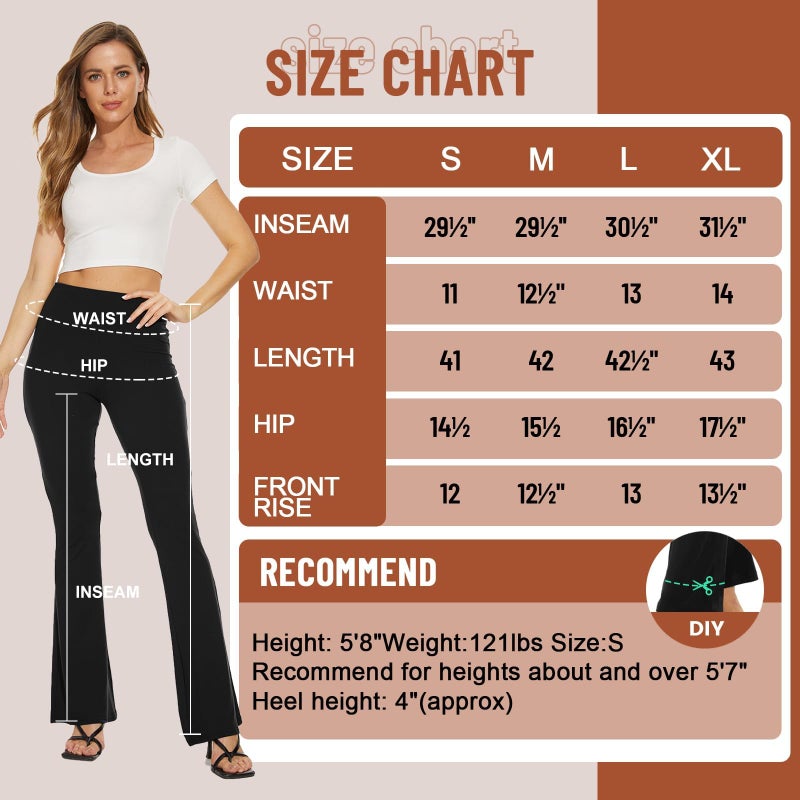 TNNZEET Womenâ€™s Flare Yoga Pants with Pockets, High Waisted Workout Black Bootcut Leggings - Image 4