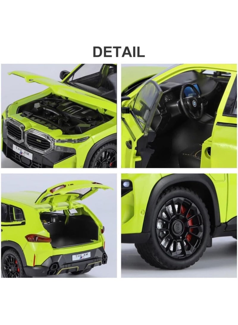 داي كاست 1:24 متوافقة مع لعبة سيارة BMW XM النموذجية، سيارة لعبة من سبائك الزنك قابلة للسحب للخلف مع صوت وضوء، أبواب قابلة للفتح للأطفال والكبار (أخضر) - Image 2