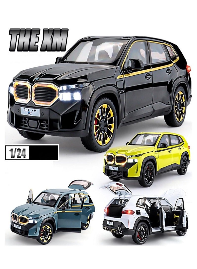 داي كاست 1:24 متوافقة مع لعبة سيارة BMW XM النموذجية، سيارة لعبة من سبائك الزنك قابلة للسحب للخلف مع صوت وضوء، أبواب قابلة للفتح للأطفال والكبار (أخضر) - Image 4