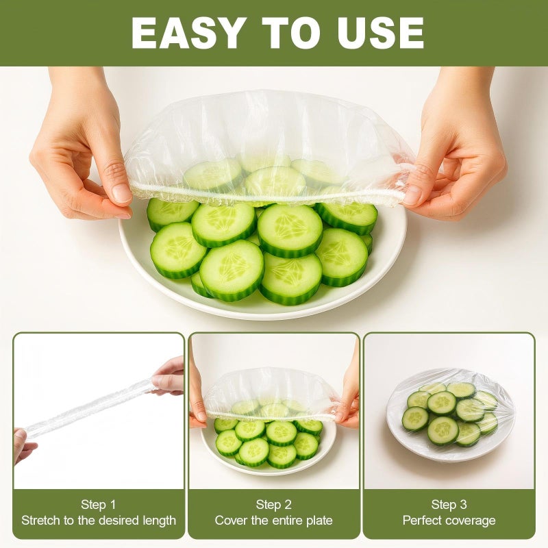 QUINGLU 300PCS Bowl Covers for Bread Proofing â€“ QUINGLU Elastic Plastic Food Covers, BPA-Free Reusable Disposable Wraps, Thickened Shower Caps for Bowls, Plates, fruit, Leftovers & Outdoor Picnics - Image 3
