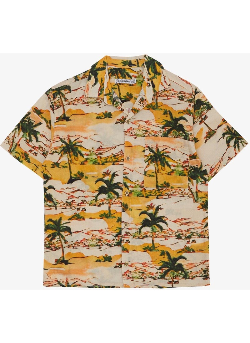 Jack Lions Boy Shirt Nature Themed Palm Tree Patterned 10-14 Years, Mixed Color  - Image 1