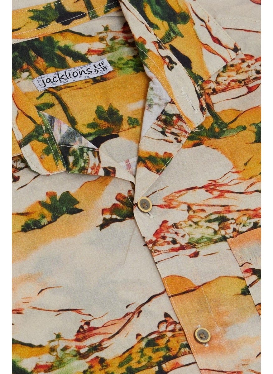 Jack Lions Boy Shirt Nature Themed Palm Tree Patterned 10-14 Years, Mixed Color  - Image 3
