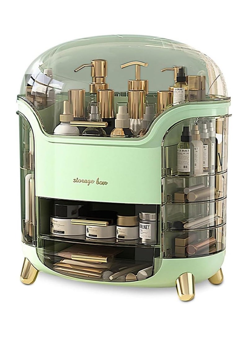 Cosmetic organizer and storage box with lid and drawer with waterproof and dustproof cover - Image 1