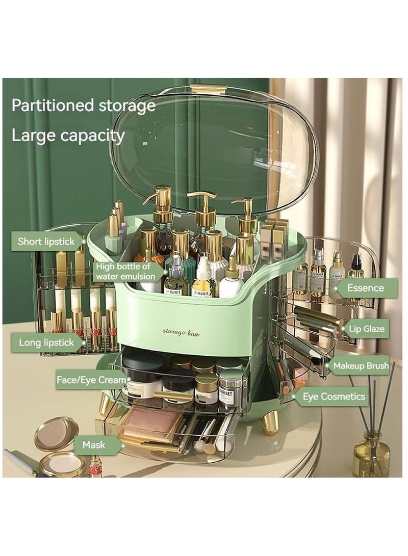 Cosmetic organizer and storage box with lid and drawer with waterproof and dustproof cover - Image 2