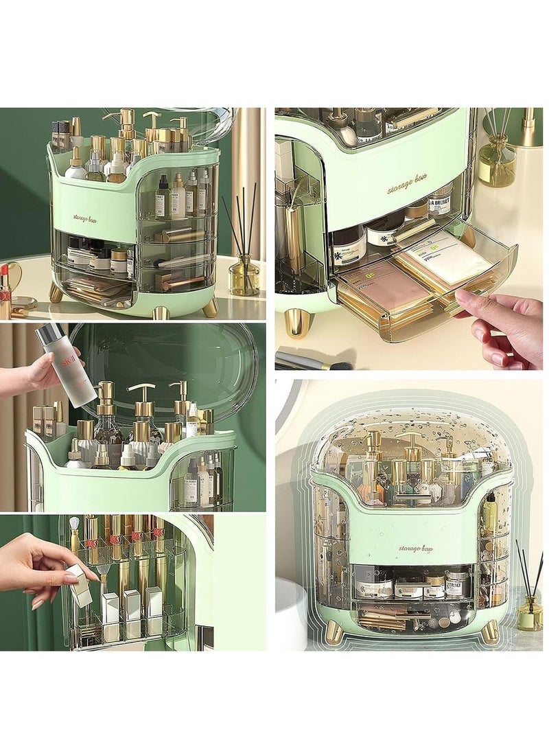 Cosmetic organizer and storage box with lid and drawer with waterproof and dustproof cover - Image 5