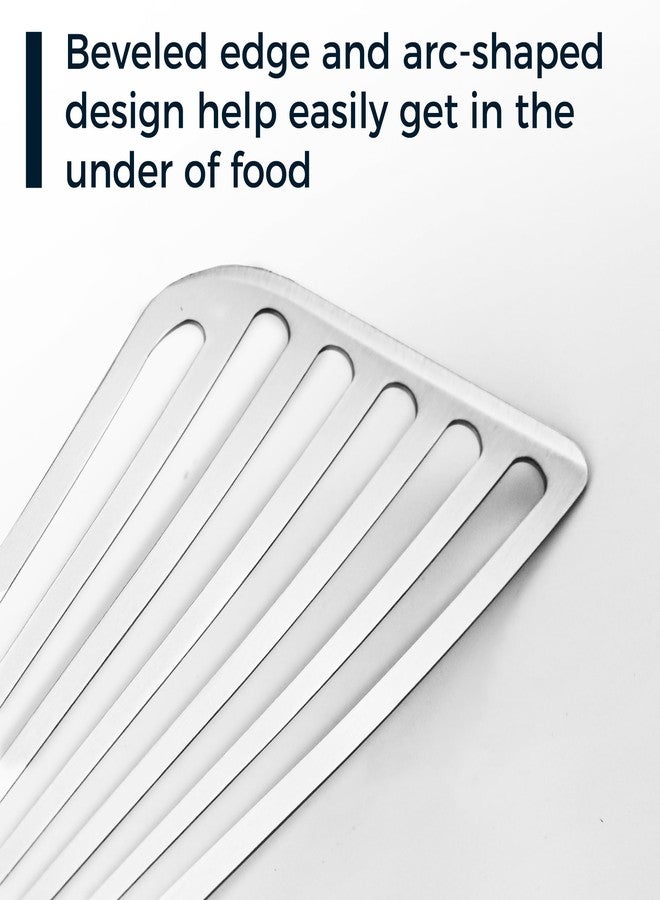 MUJINON 12.5-in Fish Spatula, 18/8 Stainless Steel Flexible Thin Edge Turner Egg Flipper, Ergonomic Non-Slip Handle, Kitchen Outdoor Use, Dishwasher Safe - Image 4