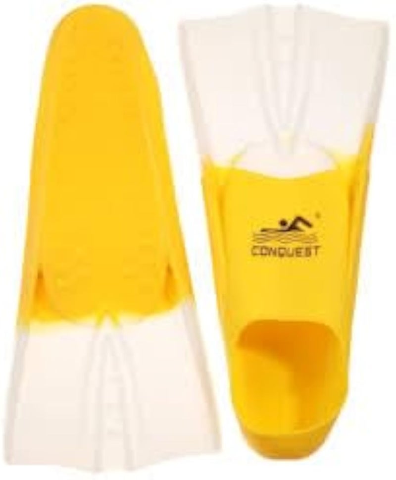 Silicone Flexible Swimming Fins - Shark Fin Design - Unisex - High Performance and Precise Water Control (Yellow)
