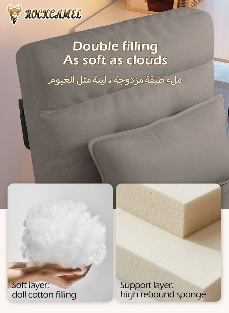 ROCKCAMEL كرسي استرخاء قابل للطي 3 في 1، كرسي أريكة قابل للتحويل، كرسي استرخاء يدوي بخمسة أوضاع مع وسادة، كرسي استرخاء عريض قابل للتعديل، جلد مضاد لمخالب القطط للاستخدام المنزلي والمكتب، عرض 65 سم، رمادي غامق - Image 4